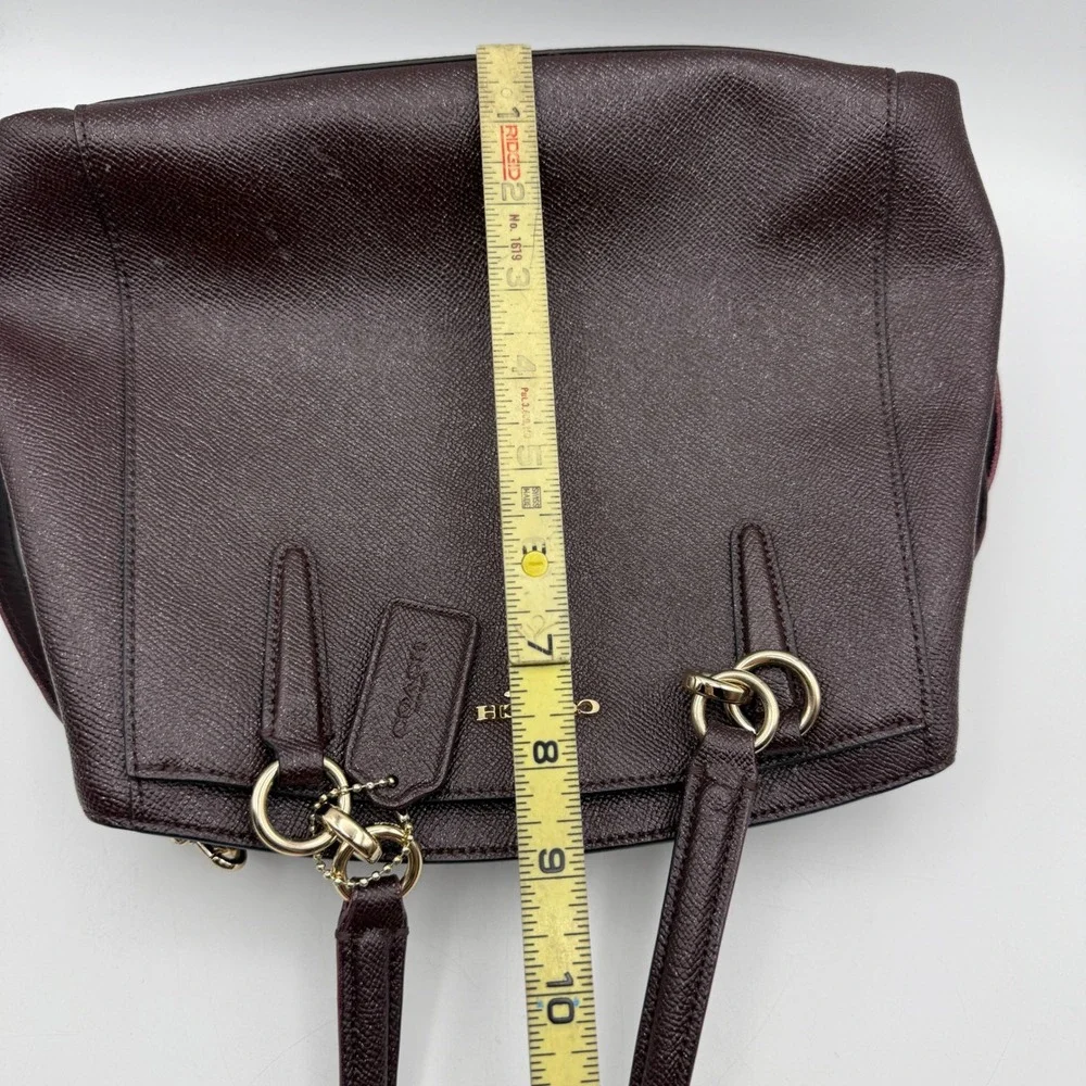 Coach Pebble Leather‎ Burgundy/Purple Glitter Satchel Crossbody Handbag Silver